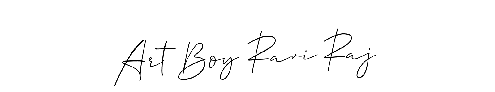 The best way (Allison_Script) to make a short signature is to pick only two or three words in your name. The name Art Boy Ravi Raj include a total of six letters. For converting this name. Art Boy Ravi Raj signature style 2 images and pictures png