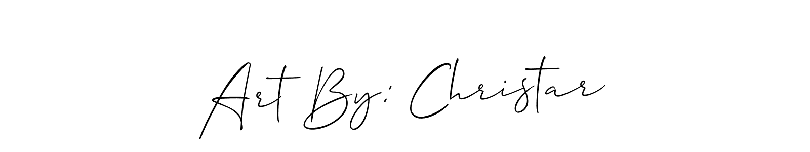 Create a beautiful signature design for name Art By: Christar. With this signature (Allison_Script) fonts, you can make a handwritten signature for free. Art By: Christar signature style 2 images and pictures png