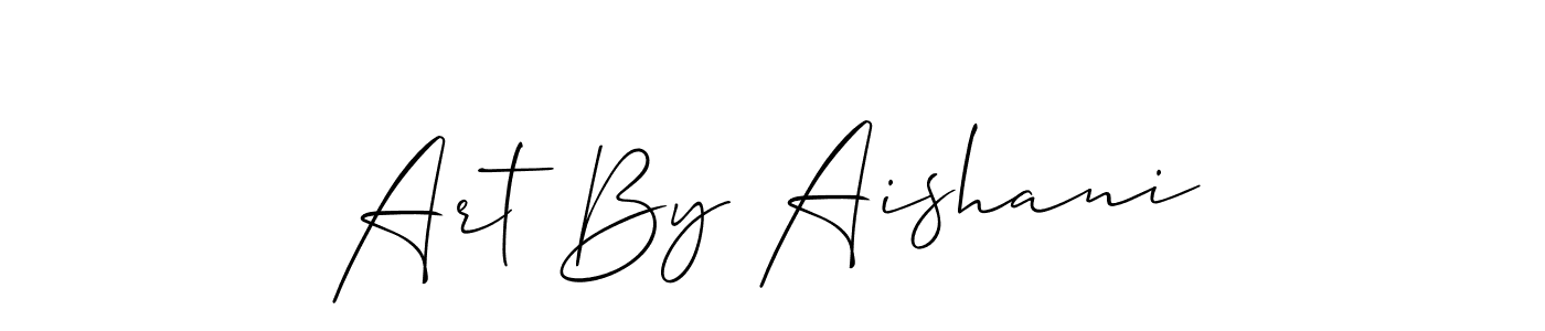 The best way (Allison_Script) to make a short signature is to pick only two or three words in your name. The name Art By Aishani include a total of six letters. For converting this name. Art By Aishani signature style 2 images and pictures png