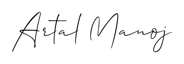 Create a personalized artistic stamp with Artal Manoj in Allison_Script font. Perfect for visual artists, designers, and influencers. Artal Manoj signature style 2 images and pictures png