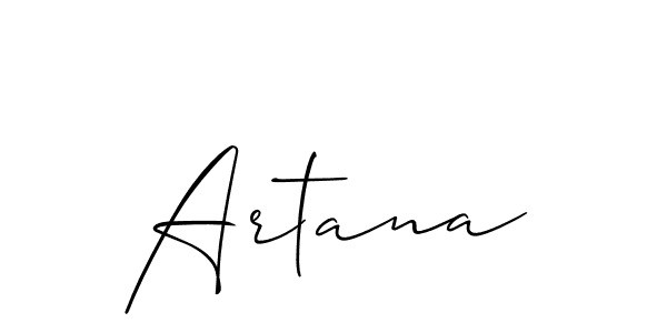 How to make Artana signature? Allison_Script is a professional autograph style. Create handwritten signature for Artana name. Artana signature style 2 images and pictures png