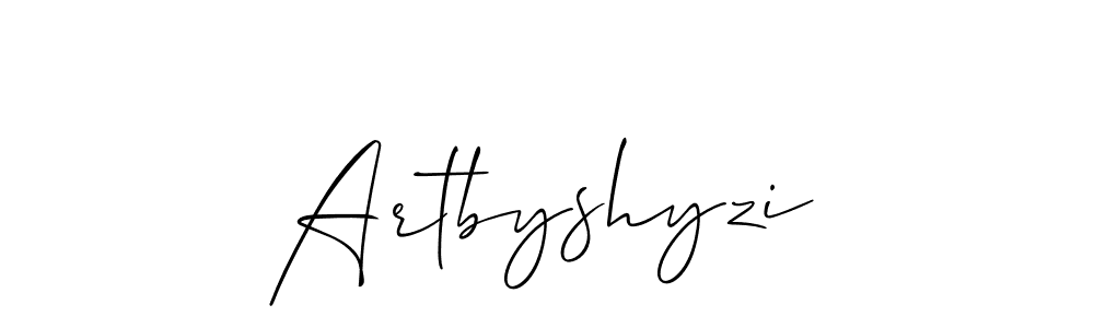 The best way (Allison_Script) to make a short signature is to pick only two or three words in your name. The name Artbyshyzi include a total of six letters. For converting this name. Artbyshyzi signature style 2 images and pictures png