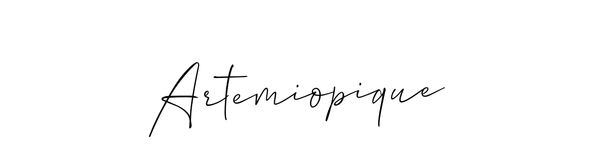 How to make Artemiopique name signature. Use Allison_Script style for creating short signs online. This is the latest handwritten sign. Artemiopique signature style 2 images and pictures png