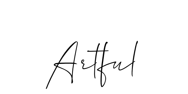 The best way (Allison_Script) to make a short signature is to pick only two or three words in your name. The name Artful include a total of six letters. For converting this name. Artful signature style 2 images and pictures png