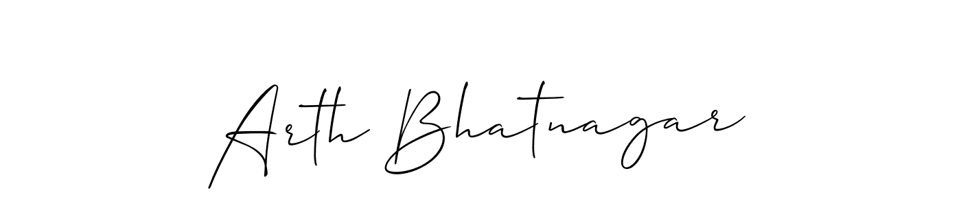 You should practise on your own different ways (Allison_Script) to write your name (Arth Bhatnagar) in signature. don't let someone else do it for you. Arth Bhatnagar signature style 2 images and pictures png