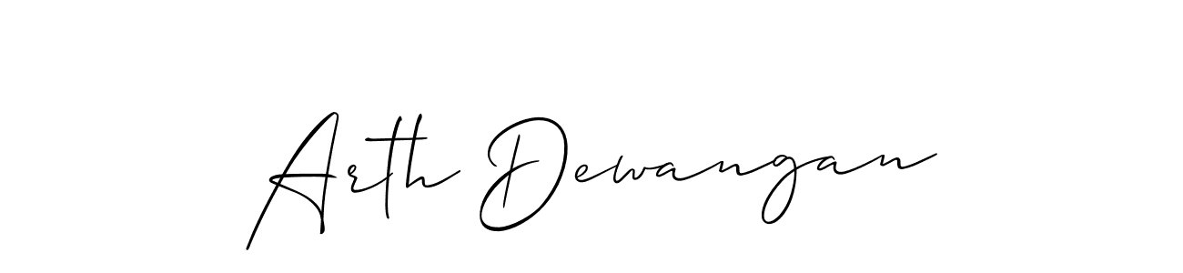How to make Arth Dewangan signature? Allison_Script is a professional autograph style. Create handwritten signature for Arth Dewangan name. Arth Dewangan signature style 2 images and pictures png