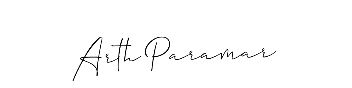 Make a beautiful signature design for name Arth Paramar. With this signature (Allison_Script) style, you can create a handwritten signature for free. Arth Paramar signature style 2 images and pictures png
