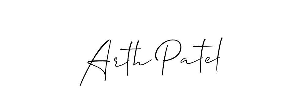 You should practise on your own different ways (Allison_Script) to write your name (Arth Patel) in signature. don't let someone else do it for you. Arth Patel signature style 2 images and pictures png