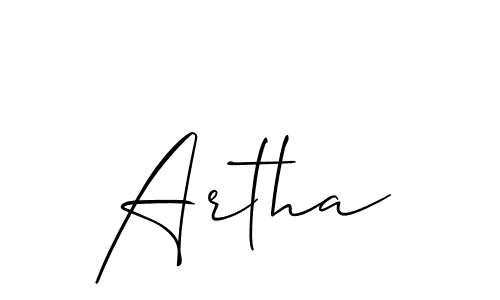 Make a beautiful signature design for name Artha. Use this online signature maker to create a handwritten signature for free. Artha signature style 2 images and pictures png