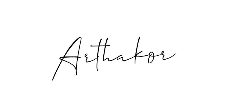 Design your own signature with our free online signature maker. With this signature software, you can create a handwritten (Allison_Script) signature for name Arthakor. Arthakor signature style 2 images and pictures png