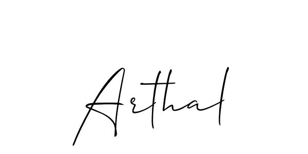 Design your own signature with our free online signature maker. With this signature software, you can create a handwritten (Allison_Script) signature for name Arthal. Arthal signature style 2 images and pictures png