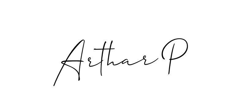 Make a beautiful signature design for name Arthar P. Use this online signature maker to create a handwritten signature for free. Arthar P signature style 2 images and pictures png