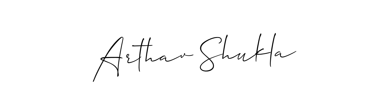 How to Draw Arthav Shukla signature style? Allison_Script is a latest design signature styles for name Arthav Shukla. Arthav Shukla signature style 2 images and pictures png