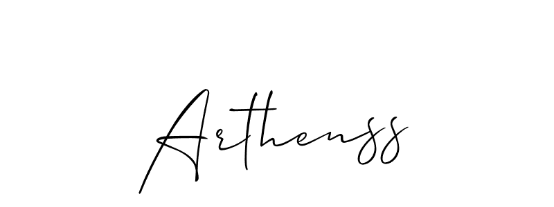 Design your own signature with our free online signature maker. With this signature software, you can create a handwritten (Allison_Script) signature for name Arthenss. Arthenss signature style 2 images and pictures png