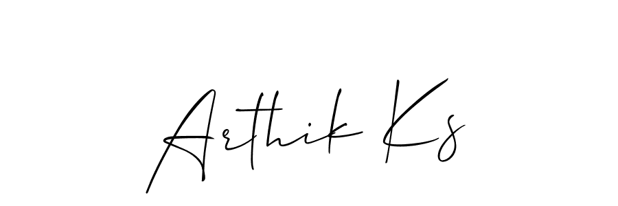 Make a beautiful signature design for name Arthik Ks. With this signature (Allison_Script) style, you can create a handwritten signature for free. Arthik Ks signature style 2 images and pictures png