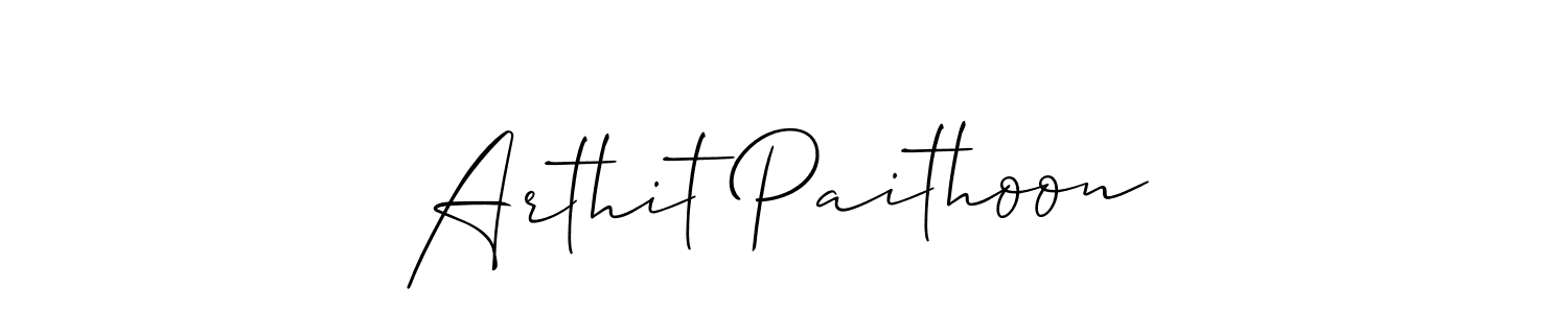 You should practise on your own different ways (Allison_Script) to write your name (Arthit Paithoon) in signature. don't let someone else do it for you. Arthit Paithoon signature style 2 images and pictures png