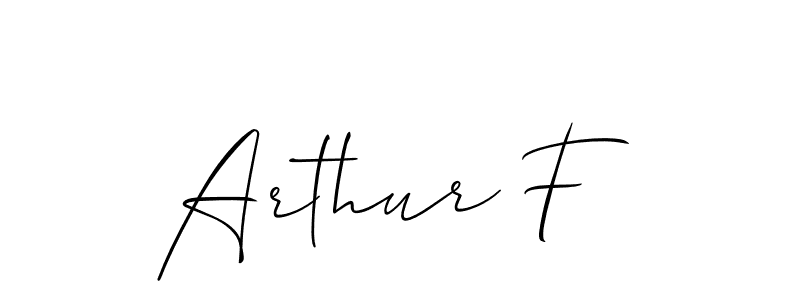 The best way (Allison_Script) to make a short signature is to pick only two or three words in your name. The name Arthur F include a total of six letters. For converting this name. Arthur F signature style 2 images and pictures png