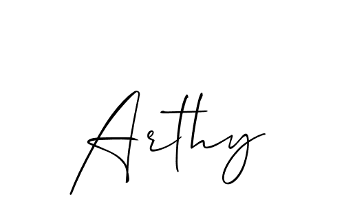 Use a signature maker to create a handwritten signature online. With this signature software, you can design (Allison_Script) your own signature for name Arthy. Arthy signature style 2 images and pictures png