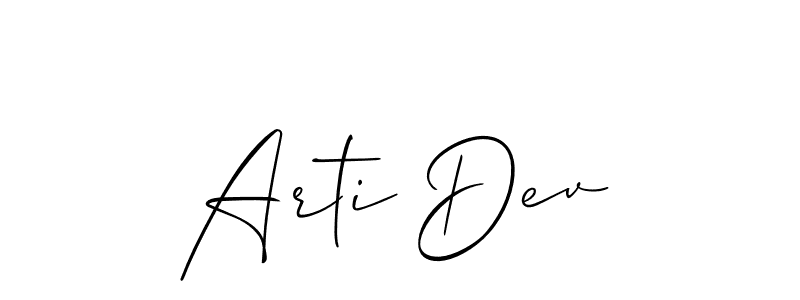 It looks lik you need a new signature style for name Arti Dev. Design unique handwritten (Allison_Script) signature with our free signature maker in just a few clicks. Arti Dev signature style 2 images and pictures png