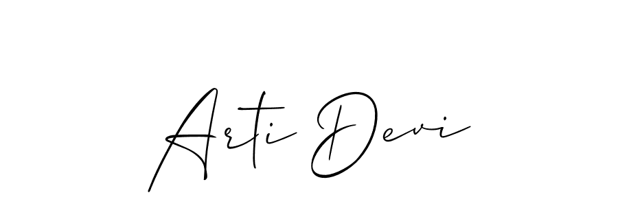 The best way (Allison_Script) to make a short signature is to pick only two or three words in your name. The name Arti Devi include a total of six letters. For converting this name. Arti Devi signature style 2 images and pictures png