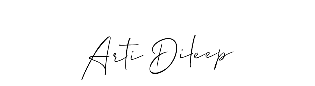 Create a beautiful signature design for name Arti Dileep. With this signature (Allison_Script) fonts, you can make a handwritten signature for free. Arti Dileep signature style 2 images and pictures png