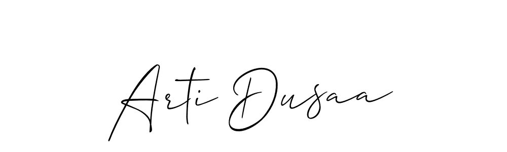 It looks lik you need a new signature style for name Arti Dusaa. Design unique handwritten (Allison_Script) signature with our free signature maker in just a few clicks. Arti Dusaa signature style 2 images and pictures png