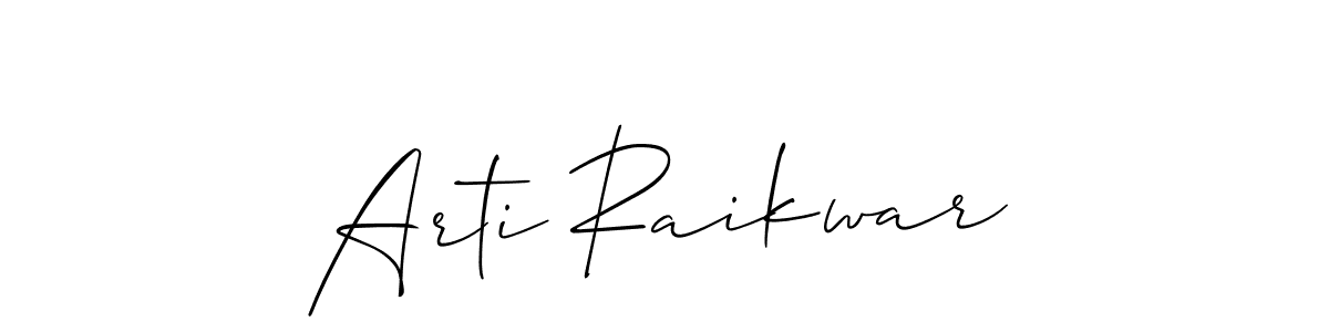 It looks lik you need a new signature style for name Arti Raikwar. Design unique handwritten (Allison_Script) signature with our free signature maker in just a few clicks. Arti Raikwar signature style 2 images and pictures png