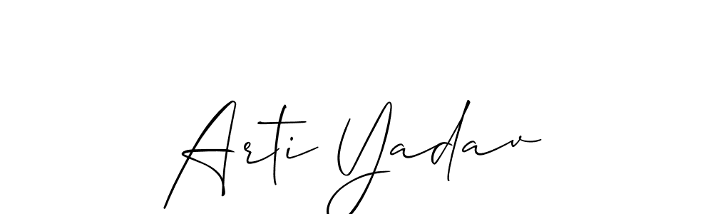 Design your own signature with our free online signature maker. With this signature software, you can create a handwritten (Allison_Script) signature for name Arti Yadav. Arti Yadav signature style 2 images and pictures png