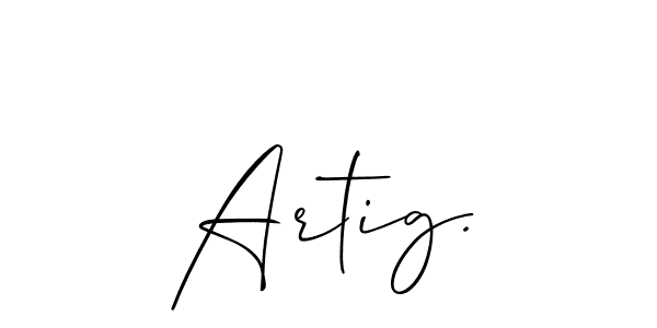 Create a beautiful signature design for name Artig.. With this signature (Allison_Script) fonts, you can make a handwritten signature for free. Artig. signature style 2 images and pictures png