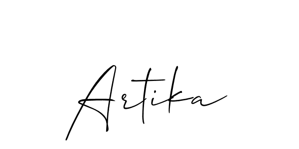 Make a beautiful signature design for name Artika. With this signature (Allison_Script) style, you can create a handwritten signature for free. Artika signature style 2 images and pictures png