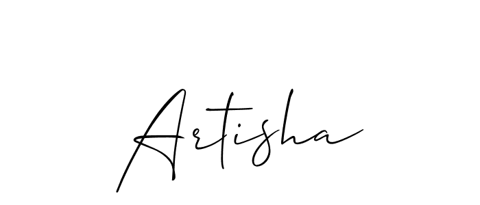 The best way (Allison_Script) to make a short signature is to pick only two or three words in your name. The name Artisha include a total of six letters. For converting this name. Artisha signature style 2 images and pictures png