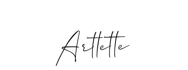 Similarly Allison_Script is the best handwritten signature design. Signature creator online .You can use it as an online autograph creator for name Artlette. Artlette signature style 2 images and pictures png