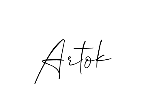 The best way (Allison_Script) to make a short signature is to pick only two or three words in your name. The name Artok include a total of six letters. For converting this name. Artok signature style 2 images and pictures png