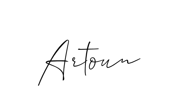 Allison_Script is a professional signature style that is perfect for those who want to add a touch of class to their signature. It is also a great choice for those who want to make their signature more unique. Get Artoun name to fancy signature for free. Artoun signature style 2 images and pictures png