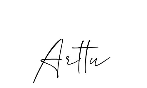 How to Draw Arttu signature style? Allison_Script is a latest design signature styles for name Arttu. Arttu signature style 2 images and pictures png