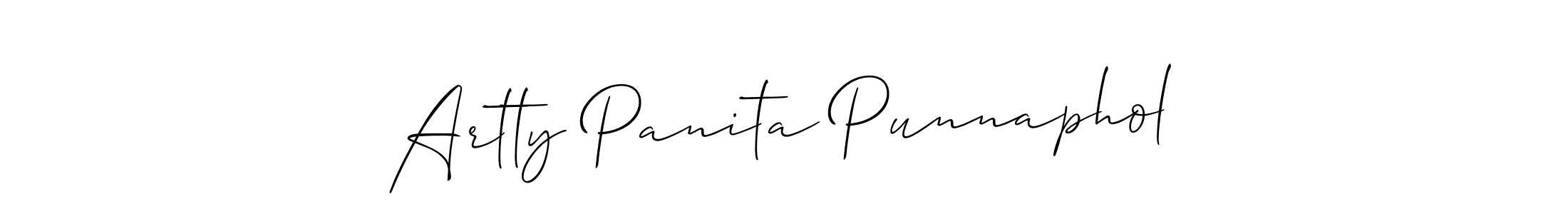 You should practise on your own different ways (Allison_Script) to write your name (Artty Panita Punnaphol) in signature. don't let someone else do it for you. Artty Panita Punnaphol signature style 2 images and pictures png