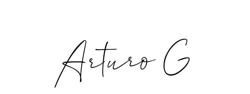 Allison_Script is a professional signature style that is perfect for those who want to add a touch of class to their signature. It is also a great choice for those who want to make their signature more unique. Get Arturo G name to fancy signature for free. Arturo G signature style 2 images and pictures png