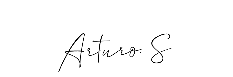 You should practise on your own different ways (Allison_Script) to write your name (Arturo. S) in signature. don't let someone else do it for you. Arturo. S signature style 2 images and pictures png
