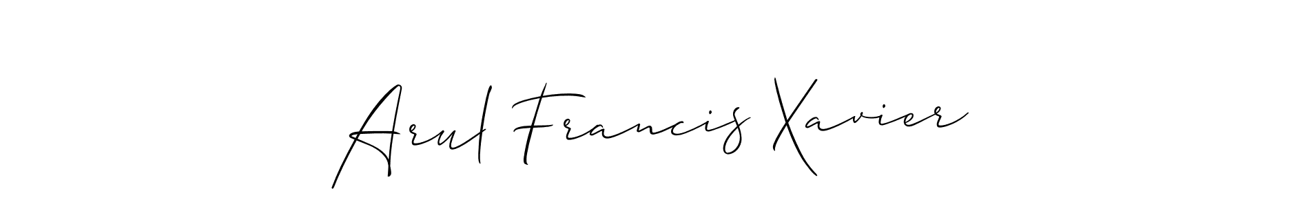 It looks lik you need a new signature style for name Arul Francis Xavier. Design unique handwritten (Allison_Script) signature with our free signature maker in just a few clicks. Arul Francis Xavier signature style 2 images and pictures png