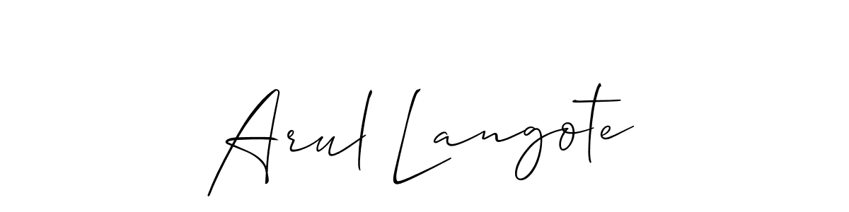 Make a short Arul Langote signature style. Manage your documents anywhere anytime using Allison_Script. Create and add eSignatures, submit forms, share and send files easily. Arul Langote signature style 2 images and pictures png