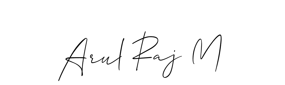 How to make Arul Raj M name signature. Use Allison_Script style for creating short signs online. This is the latest handwritten sign. Arul Raj M signature style 2 images and pictures png