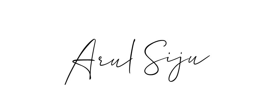 Make a short Arul Siju signature style. Manage your documents anywhere anytime using Allison_Script. Create and add eSignatures, submit forms, share and send files easily. Arul Siju signature style 2 images and pictures png