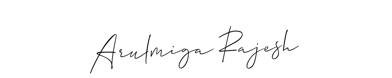 Allison_Script is a professional signature style that is perfect for those who want to add a touch of class to their signature. It is also a great choice for those who want to make their signature more unique. Get Arulmiga Rajesh name to fancy signature for free. Arulmiga Rajesh signature style 2 images and pictures png