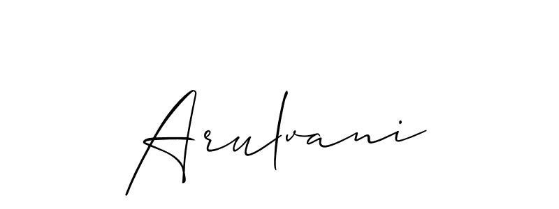 Use a signature maker to create a handwritten signature online. With this signature software, you can design (Allison_Script) your own signature for name Arulvani. Arulvani signature style 2 images and pictures png