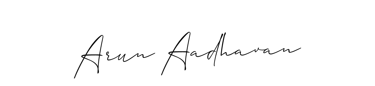 Create a beautiful signature design for name Arun Aadhavan. With this signature (Allison_Script) fonts, you can make a handwritten signature for free. Arun Aadhavan signature style 2 images and pictures png