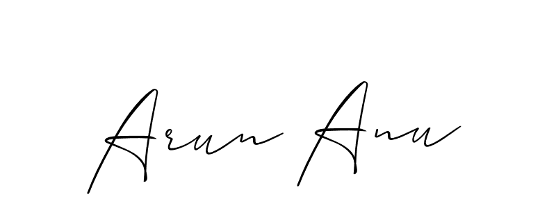 Use a signature maker to create a handwritten signature online. With this signature software, you can design (Allison_Script) your own signature for name Arun Anu. Arun Anu signature style 2 images and pictures png