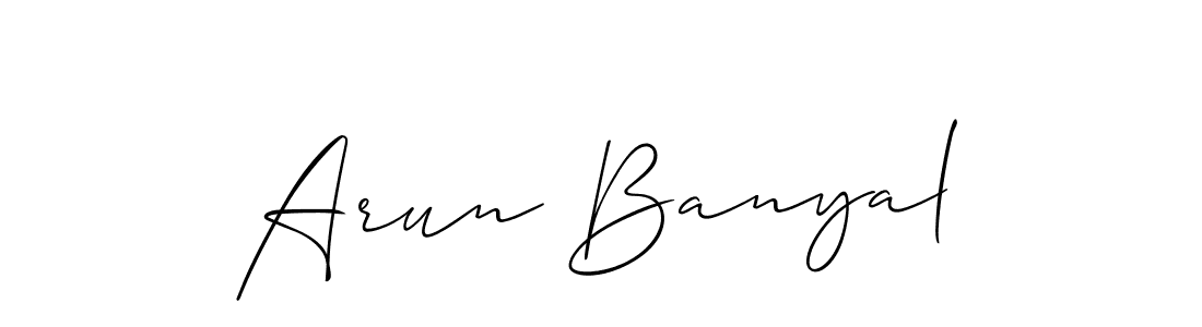 Use a signature maker to create a handwritten signature online. With this signature software, you can design (Allison_Script) your own signature for name Arun Banyal. Arun Banyal signature style 2 images and pictures png
