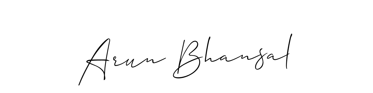 Similarly Allison_Script is the best handwritten signature design. Signature creator online .You can use it as an online autograph creator for name Arun Bhansal. Arun Bhansal signature style 2 images and pictures png