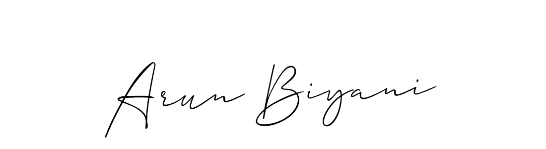 Design your own signature with our free online signature maker. With this signature software, you can create a handwritten (Allison_Script) signature for name Arun Biyani. Arun Biyani signature style 2 images and pictures png