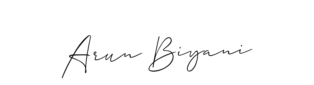 Create a beautiful signature design for name Arun Biyani. With this signature (Allison_Script) fonts, you can make a handwritten signature for free. Arun Biyani signature style 2 images and pictures png